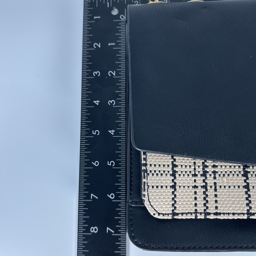 New PARFOIS Crossbody Bag Navy Blue Scottish Plaid Gold Hardware Preppy Classic - Picture 8 of 10